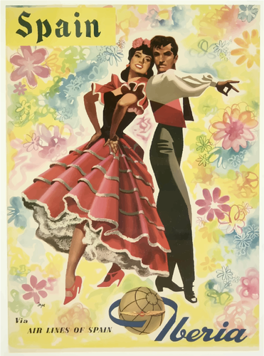 İspanyol vintage seyahat poster vektör çizim
