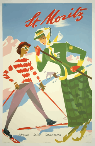 Cartaz de viagem clipart vetorial de St. Moritz vintage