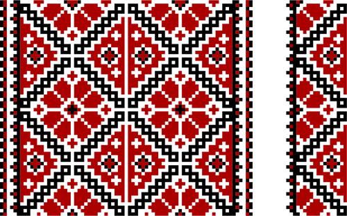 Broderie ukrainienne dans clipart vectoriel noir et rouge