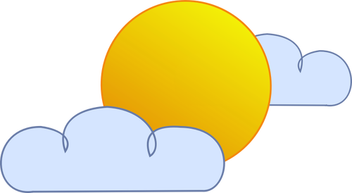 Blauwe en gele symbool voor gedeeltelijk bewolkte hemel vector illustraties