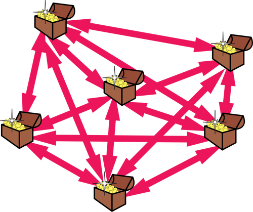 Image vectorielle de la structure du réseau au début avec des pots d
