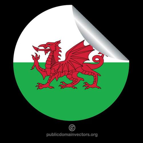 Walisische Flagge in einem Peeling-Aufkleber