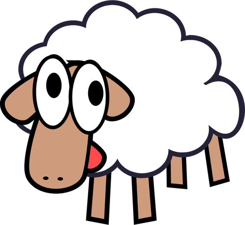 Векторная иллюстрация глупо белый мультфильм овец