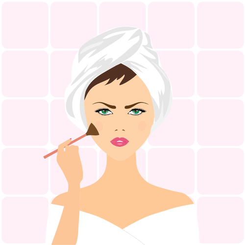 Obraz kobiety stosowania makijażu