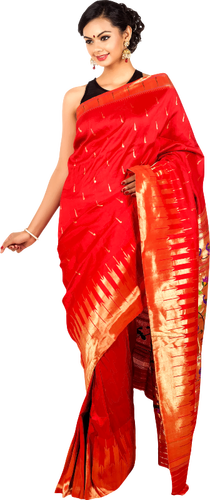 Femme dans le sari rouge
