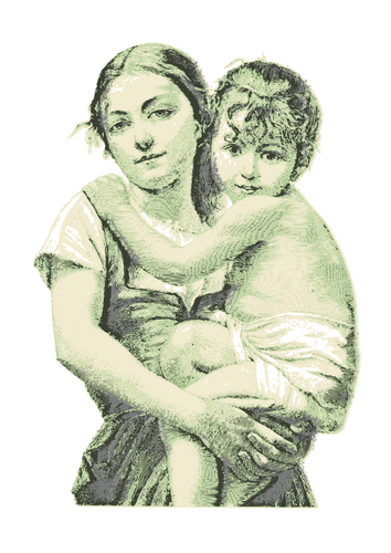 विंटेज महिला बच्चे के साथ