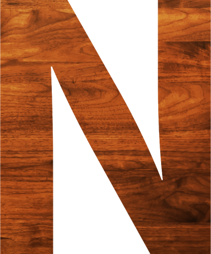 Lettera N in struttura di legno