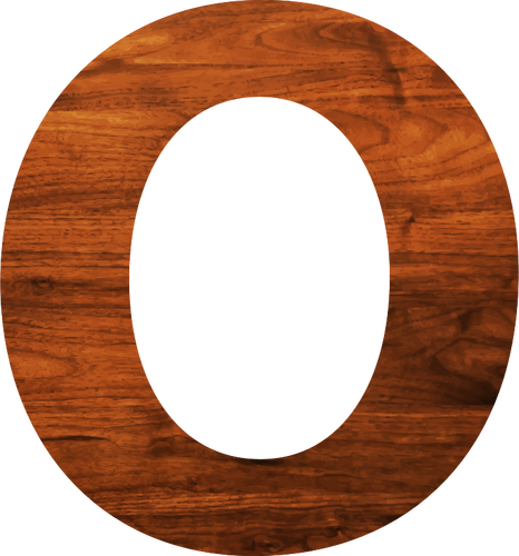 האות O עם מרקם עץ