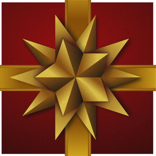 Рождественская подарочная коробка с декоративные золотые звезды векторной графики
