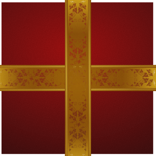 Caja de regalo de Navidad con imagen vectorial cinta dorada decorada