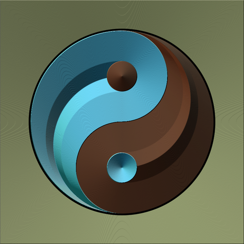 Vektor ilustrasi ying yang masuk bertahap warna biru dan coklat