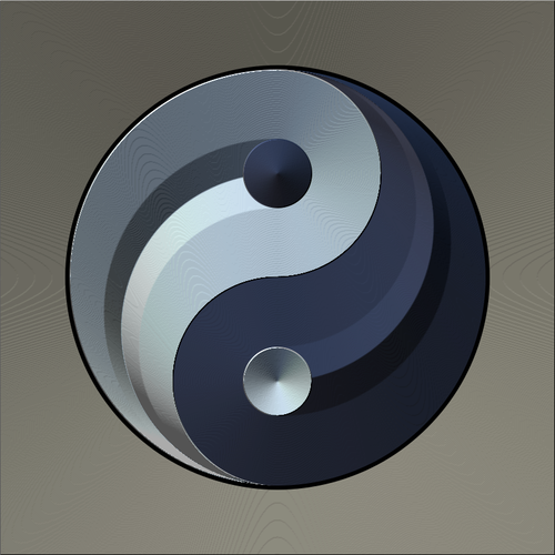 Vektorigrafiikka ying yang merkki asteittain hopea ja sininen väri