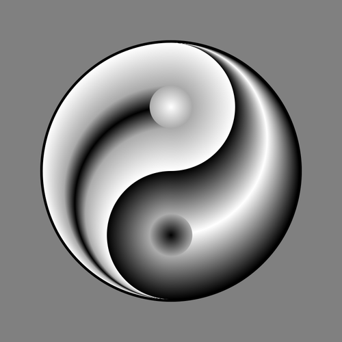 Ying yang znak stopniowego kolor srebrny i czarny clipart