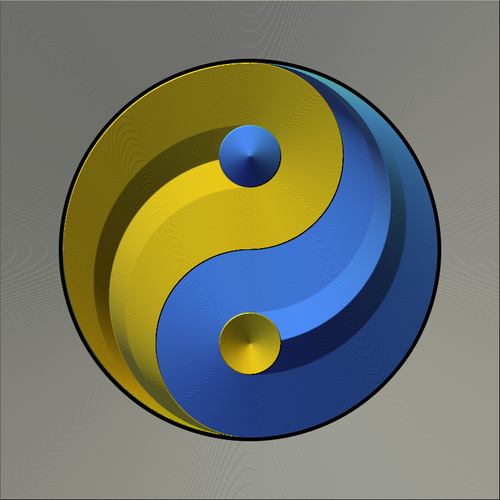 Ying yang tecknet i gradvis guld och blå färg vektorgrafik
