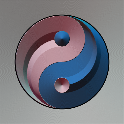 Ying yang signo en gradual de color azul y rosa clip art