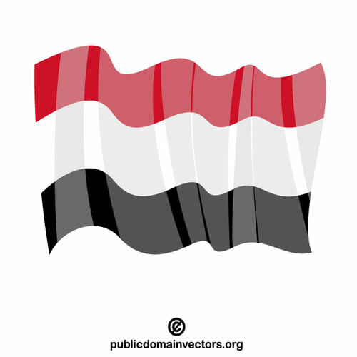 Bandera nacional de Yemen ondeando