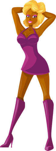 ポージングモデルに紫色の服
