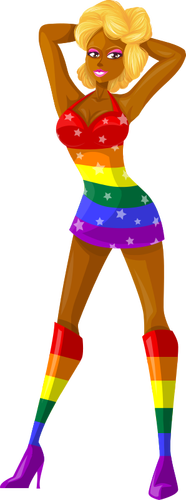 Giovane signora nei colori LGBT