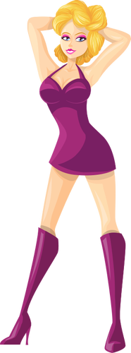 Giovane signora in vestito viola