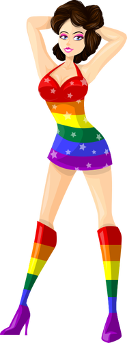Posing model in LGBT colors