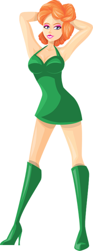 Flicka i gröna kläder
