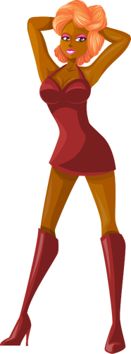 Striptizerka w czerwone ubrania