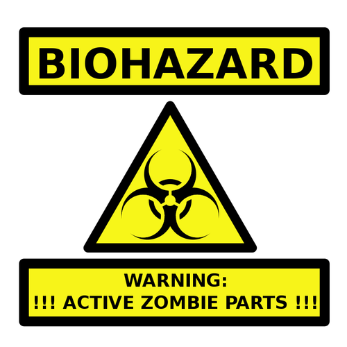 Zombie piese eticheta vector imaginea de avertisment