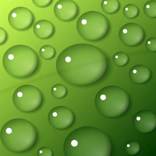 绿色背景矢量图像上的水珠