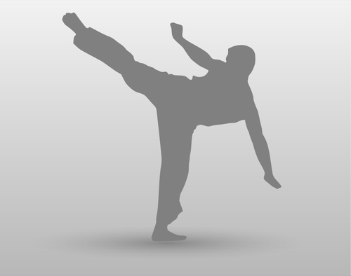 Vector tekening van karate man met been omhoog