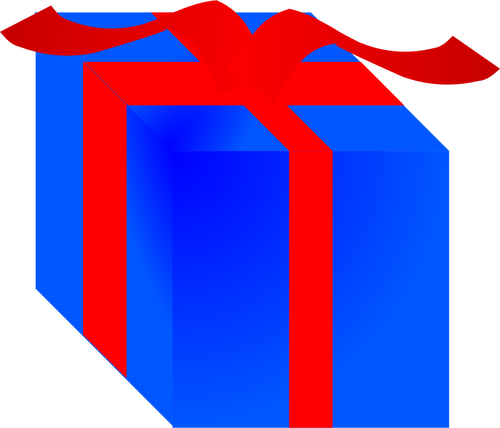 रेड रिबन वेक्टर क्लिप आर्ट के साथ लिपटे नीले उपहार बॉक्स