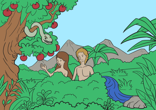 Adão e Eva na cor