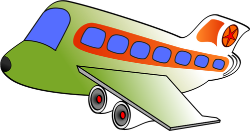 Cartoon afbeelding van een passagiersvliegtuig