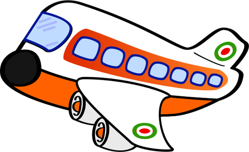 Tegneserie bilde av et fly med fire motorer