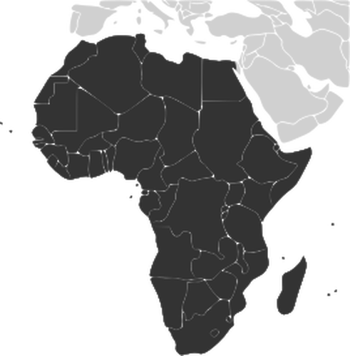 Контурная карта африканского континента векторное изображение