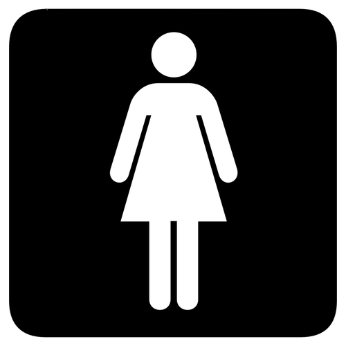 Kobiety w WC kwadrat znak wektor wyobrażenie o osobie