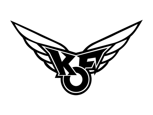 Ilustracja wektorowa z KF skrzydła logo