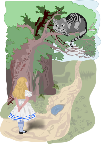 Alice e a gato de Cheshire imagem de vetor