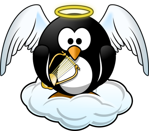 Penguin dalam surga vektor ilustrasi