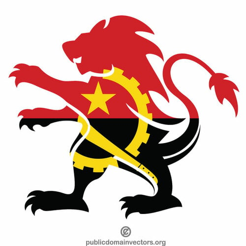 Heraldický lev s angolským vlajkou