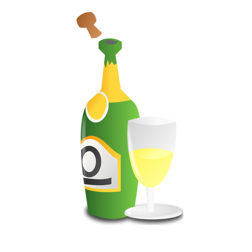 शराब की बोतल और गिलास वेक्टर छवि