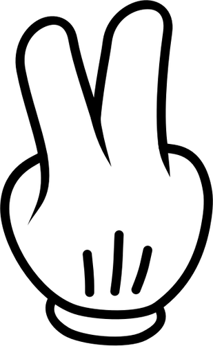 काले और सफेद वेक्टर चित्रण में दो उंगलियों की खूंटी