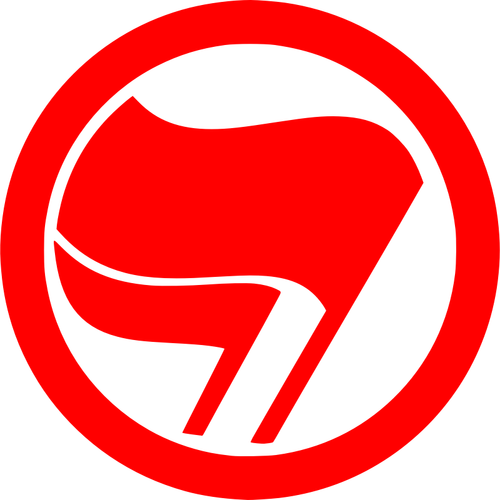 Desenho do rótulo vermelho antiimperialist ação vetorial