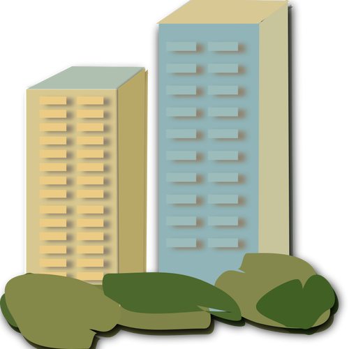 Vector de dibujo de dos bloques de apartamentos