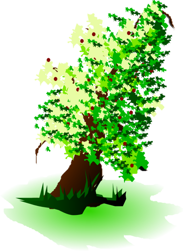 Apple tree oil painting vector graphics