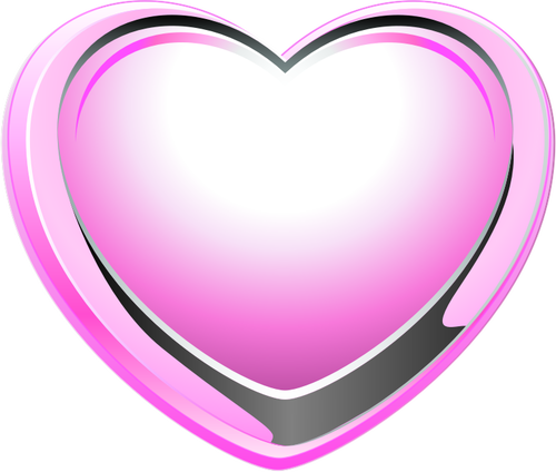 Gambar vektor dari bentuk hati merah muda dan abu-abu