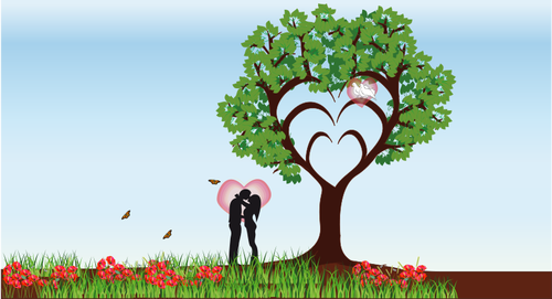 עץ אהבה בתמונה וקטורית