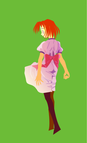 Vector drawing of red haired anime character