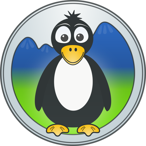 Tučňák v horách vektorové logo