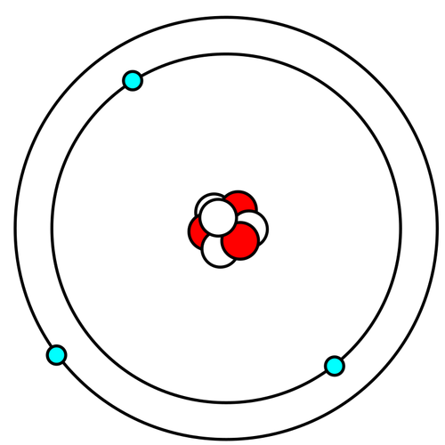 Vektör görüntü lityum atom Bohr modeli