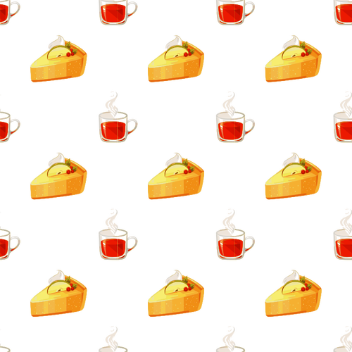 Tea and cake seamless pattern